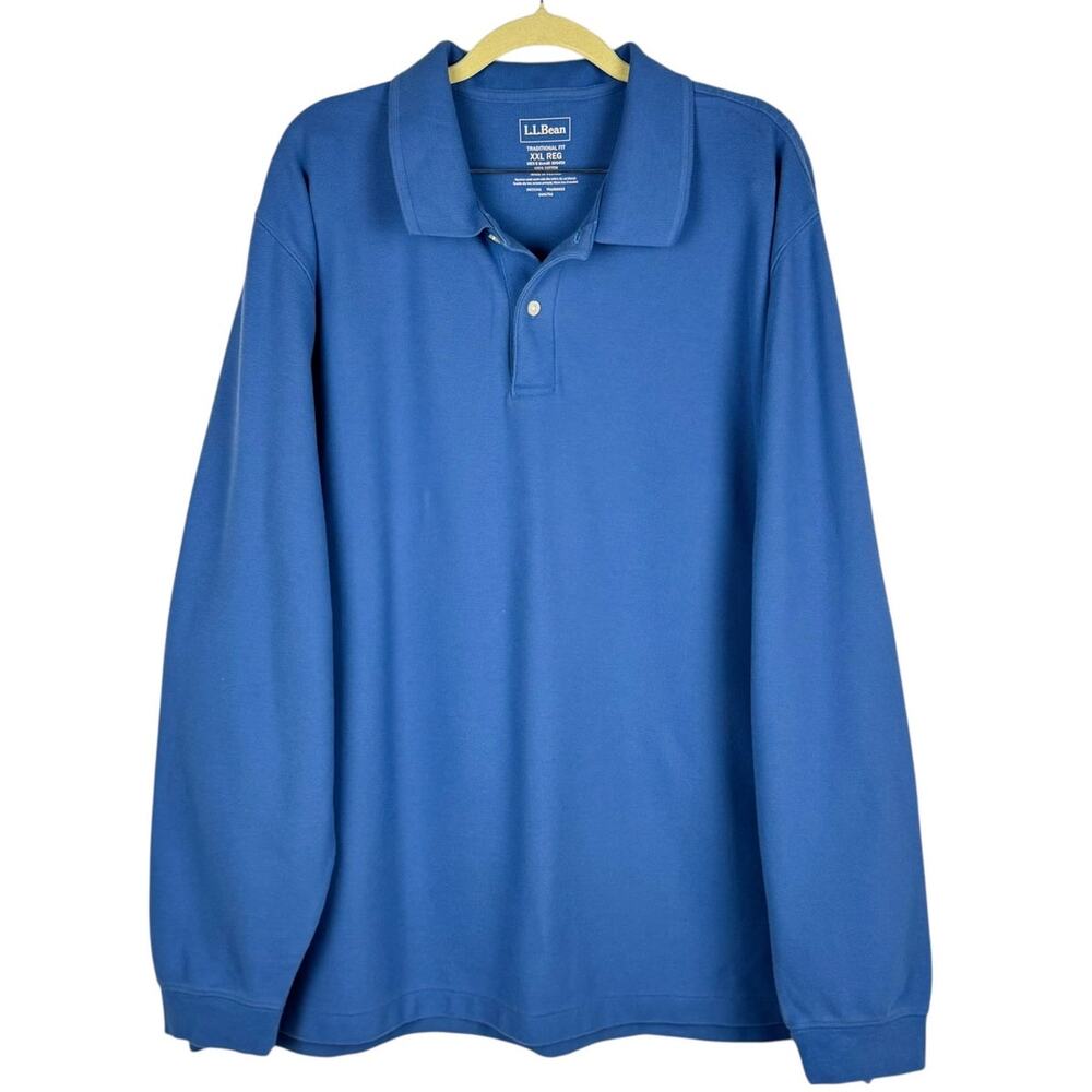 L.L. Bean Blue Cotton Traditional Fit Collared Long Sleeve Top Sz XXL Reg Preppy
